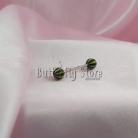 Piercing Lengua 1.5cm Puntas Acrílico Negro/Amarillo (290)