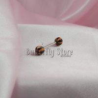 Piercing Lengua 1.5cm Puntas Acrílico Negro/Naranja (294)